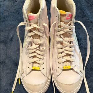 Nike Women's High-Top Sneakers - Cream and Pink